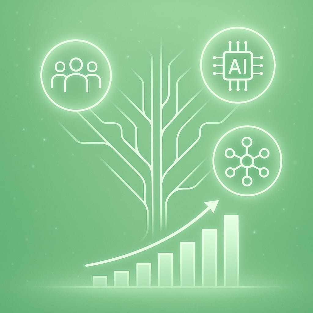 Digital illustration for the article “The Evolution of Revenue Operations” by Stephan Steiner, Partner at Logical Approach.