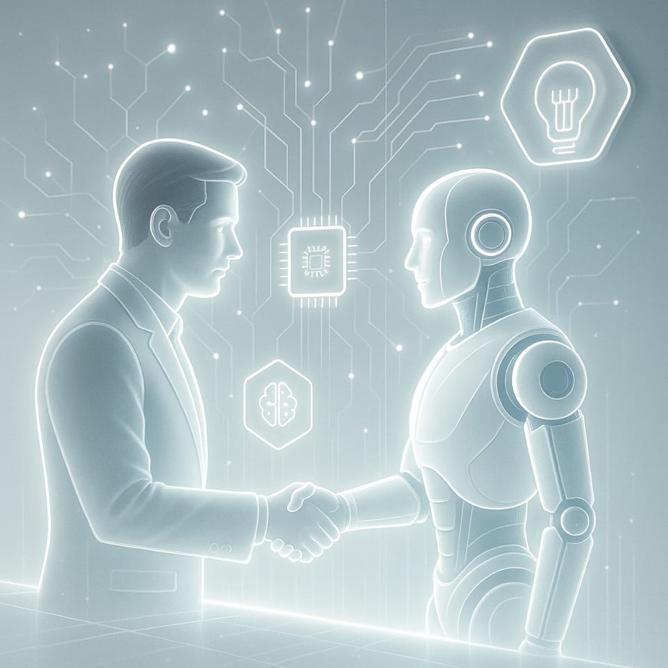 Conceptual digital illustration for ‘AI Is Fueling Change,’ highlighting alignment of people and technology. Article by Euki Binns, Senior Partner at Logical Approach, on how AI fuels digital transformation when people and tech align.